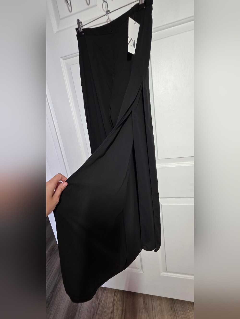 Zara Side Slit Wide Leg Black Lightweight Pants - Picture 10 of 12